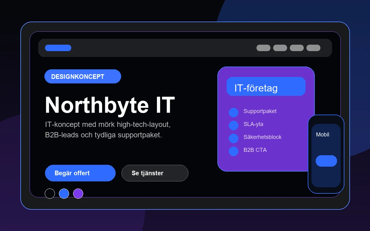 Northbyte IT preview av webbdesign med desktop och mobil mockup för it-företag