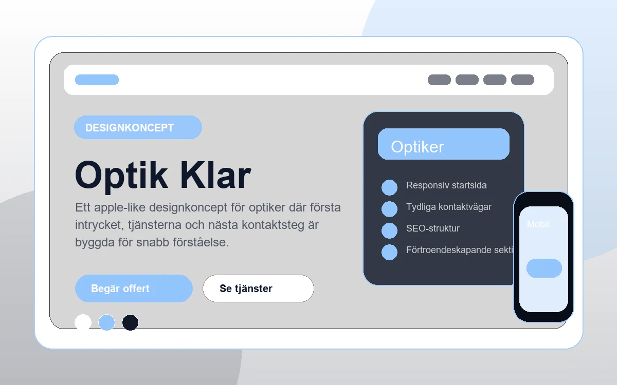 Optik Klar designkoncept för optiker med responsiv webbdesign