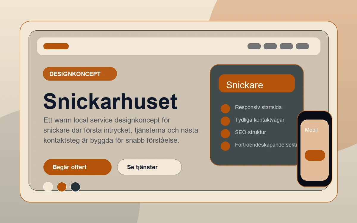 Snickarhuset designkoncept för snickare med responsiv webbdesign