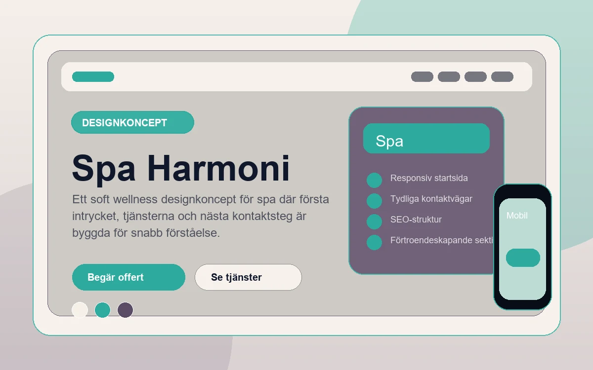 Spa Harmoni designkoncept för spa med responsiv webbdesign