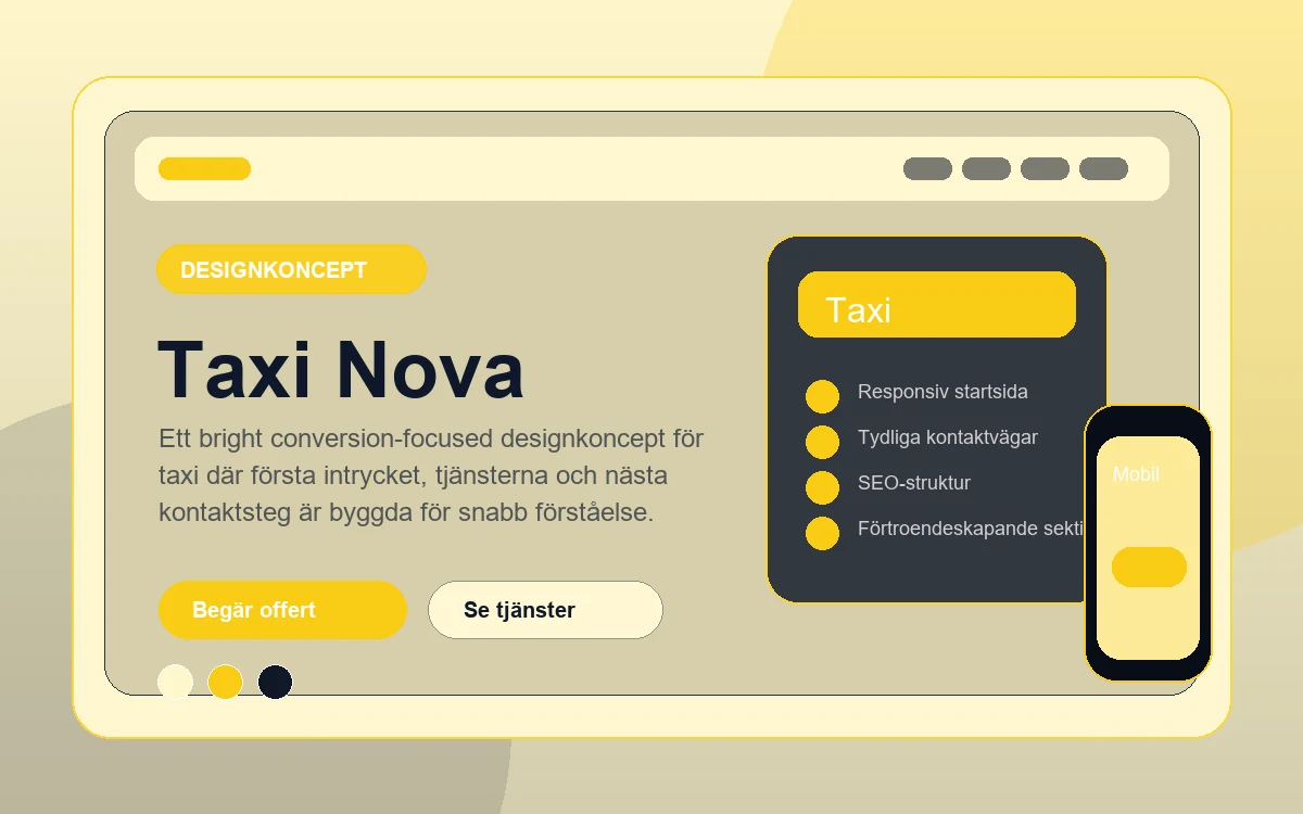 Taxi Nova designkoncept för taxi med responsiv webbdesign