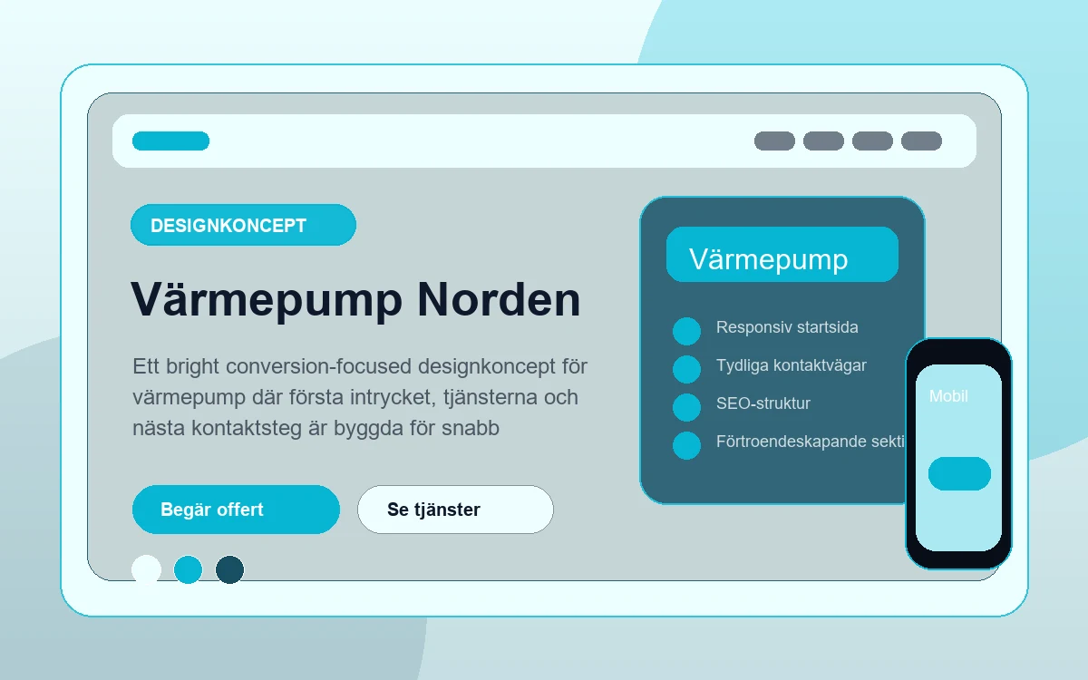Värmepump Norden designkoncept för värmepump med responsiv webbdesign