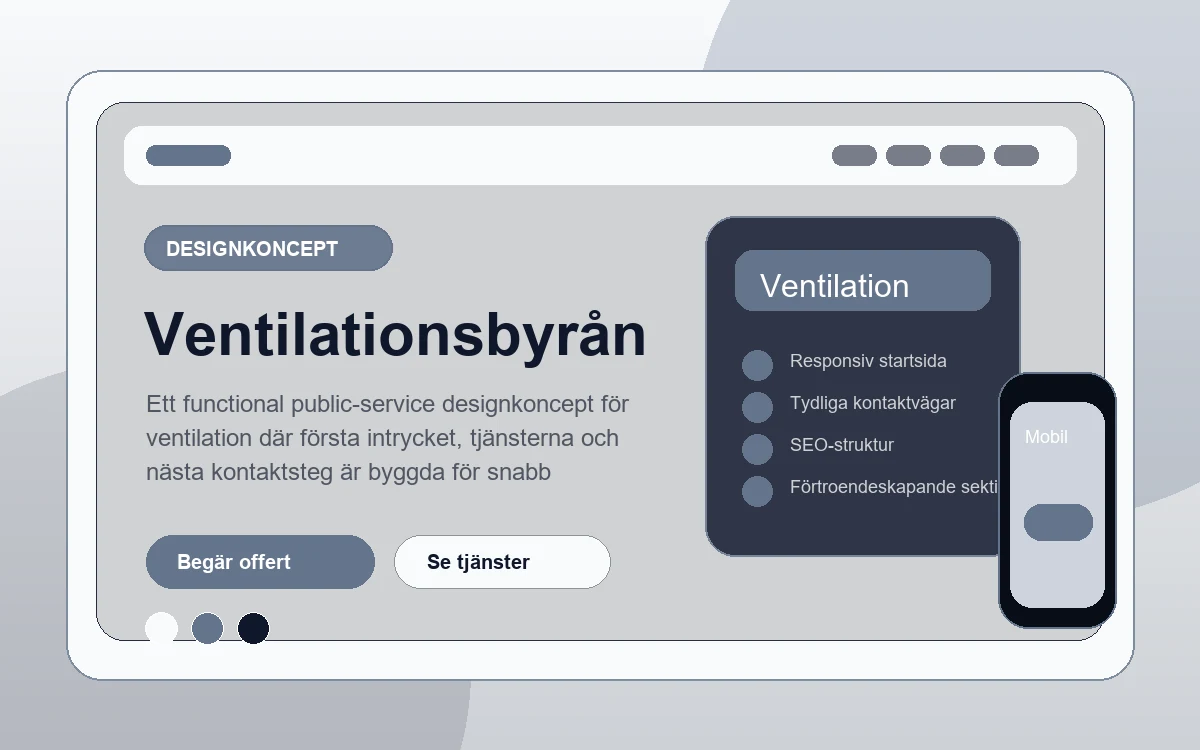 Ventilationsbyrån designkoncept för ventilation med responsiv webbdesign
