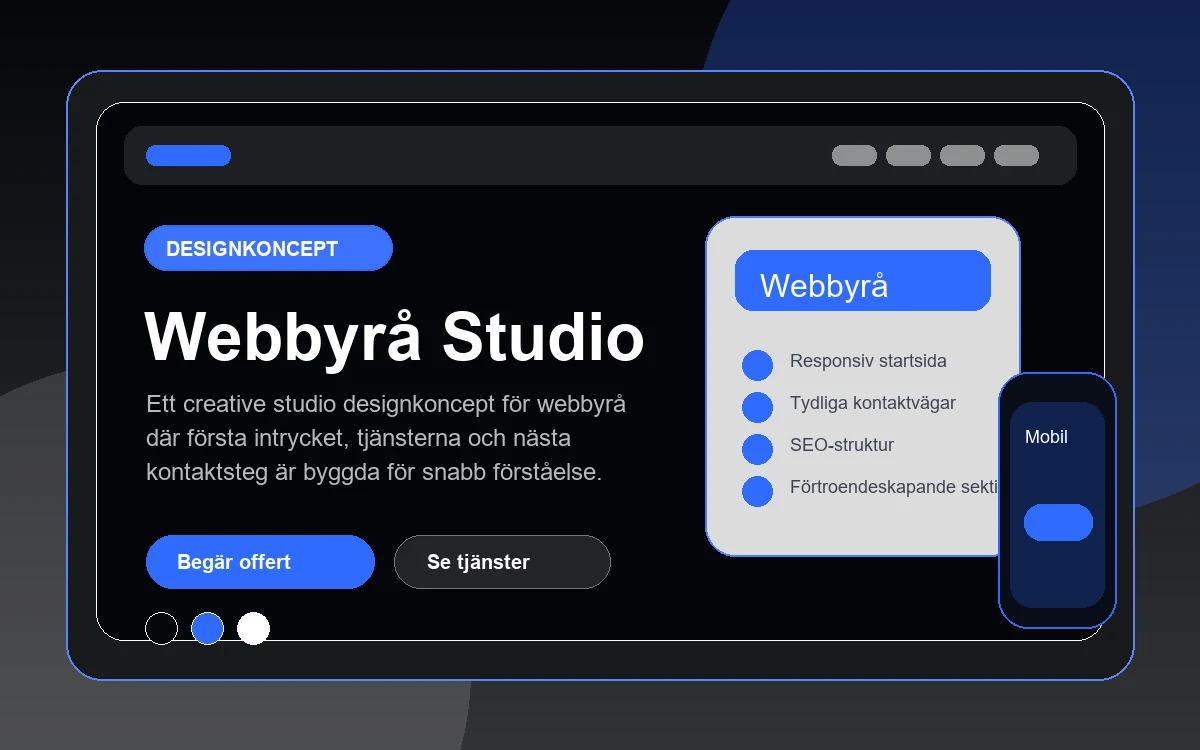 Webbyrå Studio designkoncept för webbyrå med responsiv webbdesign