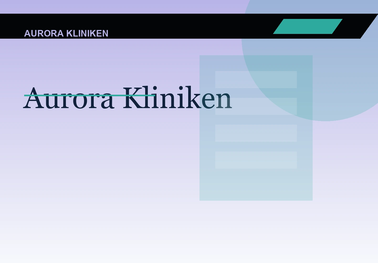 Aurora Kliniken desktopvy av webbdesign