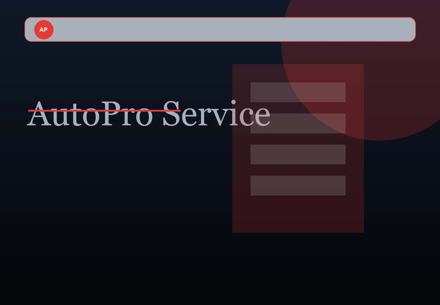 AutoPro Service desktopvy av webbdesign