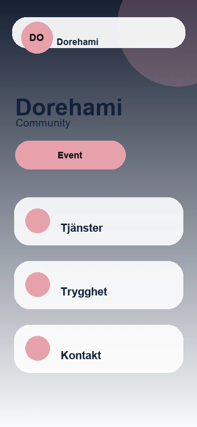 Dorehami mobilvy av webbdesign
