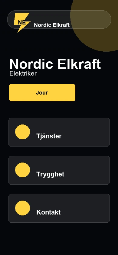 Nordic Elkraft mobilvy av webbdesign