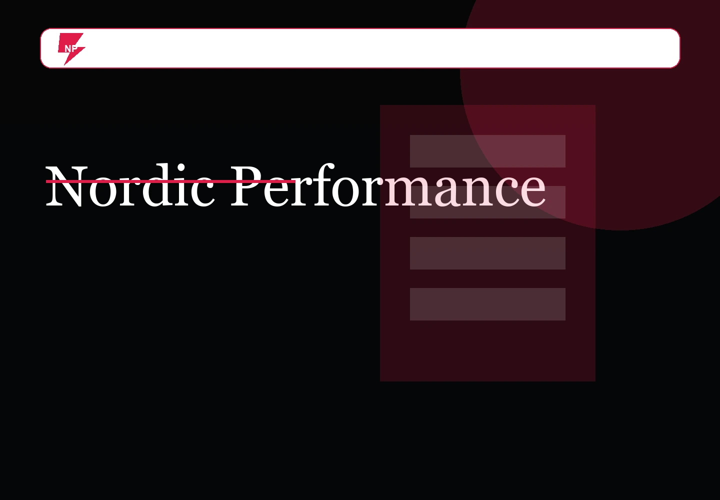 Nordic Performance desktopvy av webbdesign
