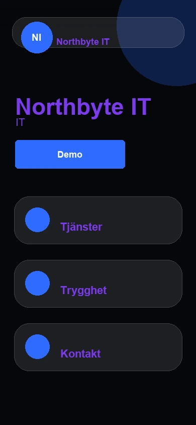 Northbyte IT mobilvy av webbdesign